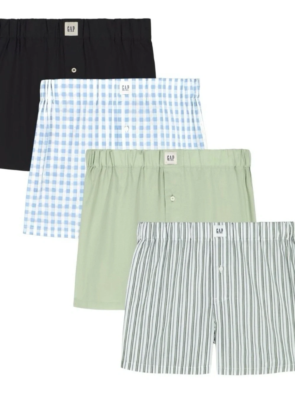 GAP Men's 4-Pack Woven Boxers Red & Blue Plaid Large